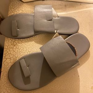 NWOT Gray faux leather sandals
